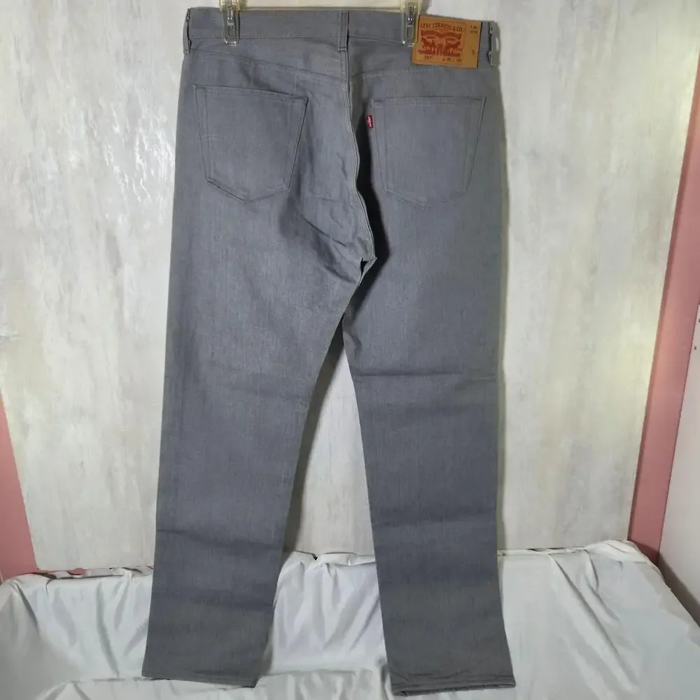 Levis 501 Jeans Mens 36x36 Gray Denim Straight Regular Fit Button Fly Classic